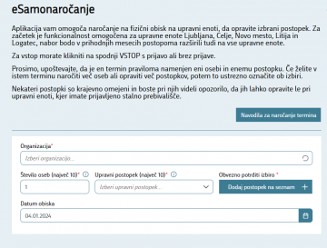 Posnetek zaslona https://esamonarocanje.gov.si/ue/sl/narocanje